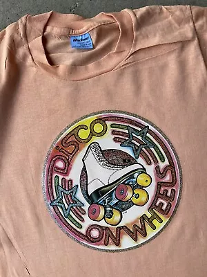 T Shirt Tee Shirt Single Stitch 70s True Vtg Disco Groovy Thin Roller Rink Skate • $16