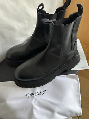 MARSELL Men's Black Leather Micarro Platform Ankle Boots EU40 UK6 RRP735 NEW • £200