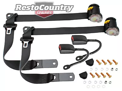 Holden Torana Front Inertia Seat Belt PAIR Black 400mm Stalk LC LJ LH LX UC  • $272