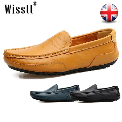 £18.99 • Buy Mens Leather Slip On Casual Boat Deck Moccasin Designer Loafers Driving Shoes UK