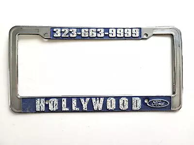 Vintage HOLLYWOOD  FORD  Dealer Metal License Plate Frame 310 So Cal. Automotive • $29.99