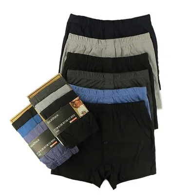6 Pairs Men's Plain Boxer Shorts Underwear Classic Cotton Rich Boxers S M L XL • £9.95