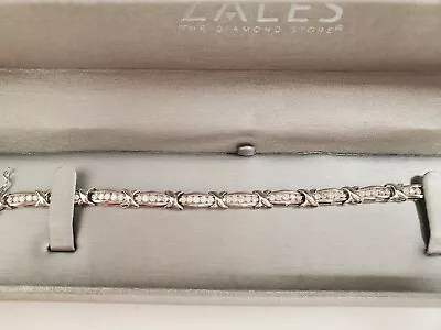 Zales 2 CT Diamond X Bracelet In White Gold • $975