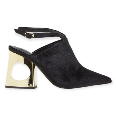 £13.30 • Buy Jeffrey Campbell Black Velvet Gold Cut Out Heel Mules UK 4/37