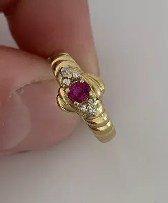 £25.88 • Buy 18ct Gold Ruby & Diamond Vintage Ring, 18k 750