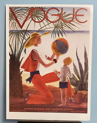 Vintage 1931 Vogue Fashion Magazine Cover Mother And Son Art Deco Print Poster • $40.41