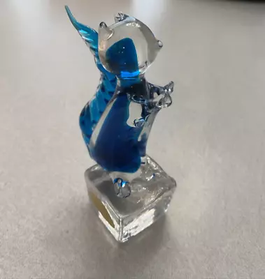 ICET Arte Murano Blue Clear Squirrel Figurine Art Glass Paperweight 4.5  • $14.99