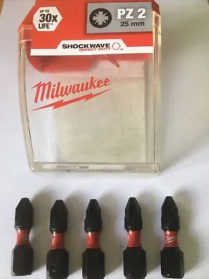 5 X PZ2 Milwaukee IMPACT SHOCK WAVE SCREWDRIVER BITS Fits Makita DeWalt Aeg • £3.49