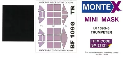 Montex 1/32 MESSERSCHMITT Bf-109G-6 CANOPY PAINT MASK Trumpeter • $5.99
