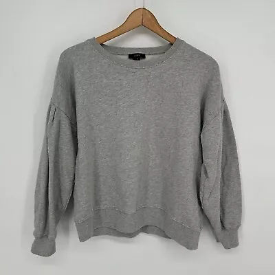 J Crew Sweatshirt Womens Small Gray University Terry Puff Sleeve Pullover • $12.99
