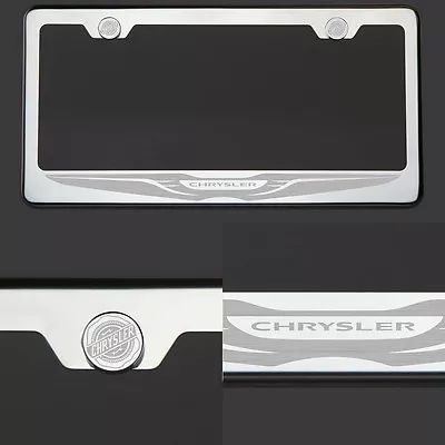 T304 Chrome Polished Chrylser Logo Laser Etched Engraved License Plate Frame Tag • $28.98