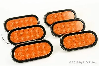 6pc AMBER  6  Oval LED 10 Diode Tail Light W/grommet & Plug Truck Trailer$$##@@ • $49.99