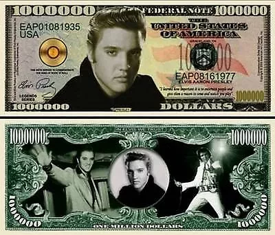 Elvis Presley Million Dollar Bill Play Funny Money Novelty Note + FREE SLEEVE • $1.69