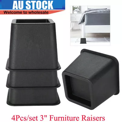 $20.59 • Buy 4X Furniture Risers Heavy Duty Bed Table Sofa Bench Square Chair Riser Feet Lift