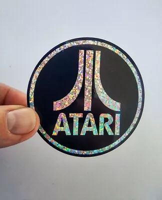 Atari Logo Glitter Sticker Skateboard Sparkle Shiny Decal Retro Video Gaming • $3.59