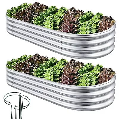 Raised Garden Bed 2 Pcs 7×3×1ft Outdoor Galvanized Planter Boxes Galvanized... • $157.39