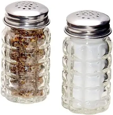 Retro Style Salt And Pepper Shakers With Stainless Tops Set Of 2 • $8.95