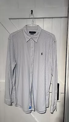 Ralph Lauren Knit Oxford Shirt - White With Stripes - XXL • £5