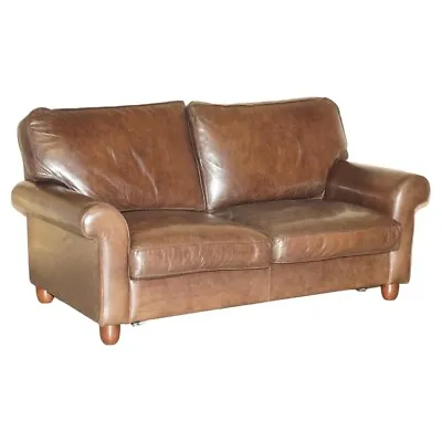 Lovely Heritage Brown Leather Laura Ashley Mortimer Sofabed In Very Nice Order • £1500