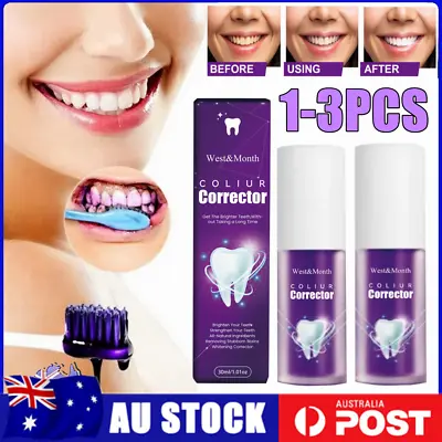 $10.59 • Buy Hismile V34 Whitening Toothpaste Colour Corrector Teeth Stain Removal Gel Purple