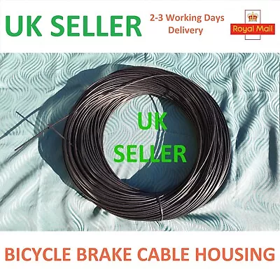 CYCLE BRAKE CABLE HOUSING 5mm MTB / ROAD BIKE OUTER CASING BLACK + FERRULES UK • £6.59