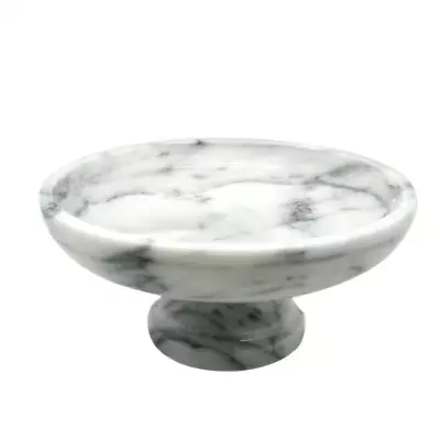 Round Fruit Bowl On Pedestal Marble In White Marble • $64.93