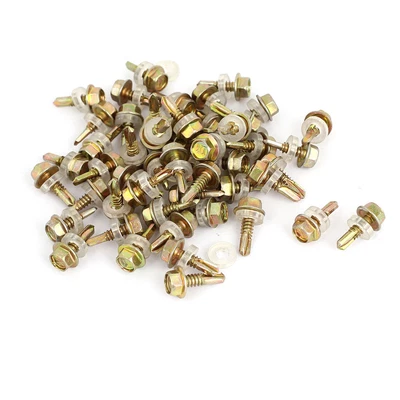£9.89 • Buy 50pcs M5 X 15mm Roofing Hex Washer Head Self-Drilling Tek Screws Bronze Tone