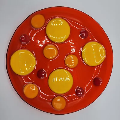 Art Fused Glass Mosaic Round Serving Dish 10.5  Plate Holiday Home Table Decor • $19.99