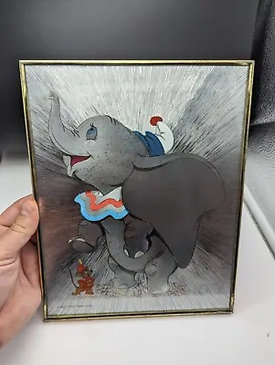 Walt Disney Dumbo Dufex Foil Art Print Framed Made In England Vintage 8 X10   • $15