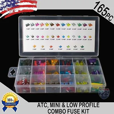 165 Pcs ATC / MINI / Low Profile / Mini Blade Fuse Auto Car FUSES Assortment Kit • $14.99