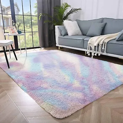 Non Slip Fluffy Rugs Rug Carpet Large Shaggy Super Soft Mat Living Room Bedroom • £8.99