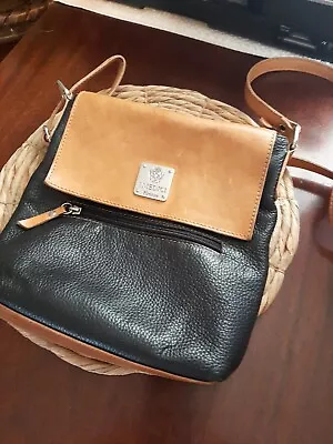 I Medici Firenze Leather Crossbody Bag Made In Italy Black & Camel • $20