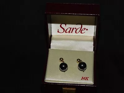 Vintage Sarde 14kt Gold And Black Pearl Earring With Box - Never Used!! • $19.95