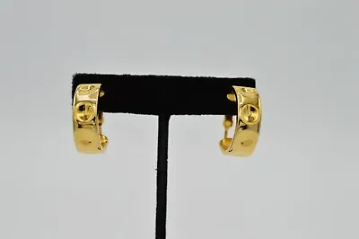 Vintage Clip Earrings Metallic Yellow Gold Tone Chunky Hoop 1980s 9M • $15.16
