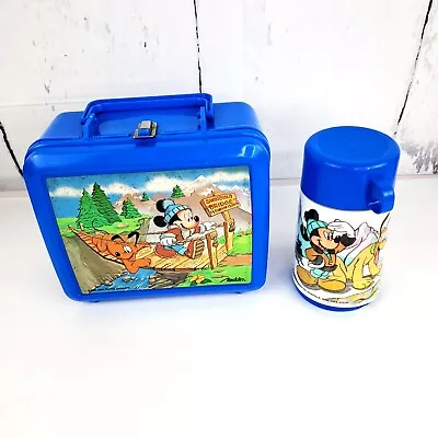 VTG Mickey Mouse Aladdin Lunchbox And Thermos Blue Pluto 1989  • $14.94