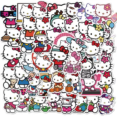 50pcs Hello Kitty P1 Cartoon Cat Vinyl Decal Bomb Stickers Laptop Skateboard Car • $3.79