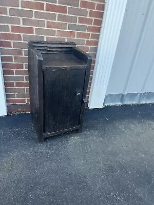 Primative Dry Sink End Table  Hand Carved Folk Tramp Art Very Heavy Thick Wood • $325