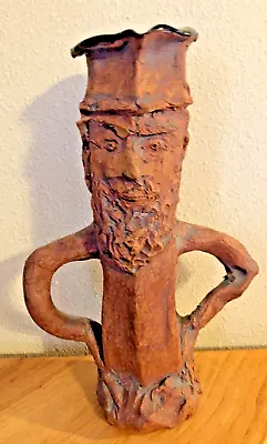  Bearded Man  Ceramic Vase Handmade 10  Tall • $10