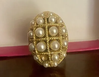 Vintage 1980s Avon Charisma Faux Pearl Adjustable Ring Perfume Locket No Box • $9.99