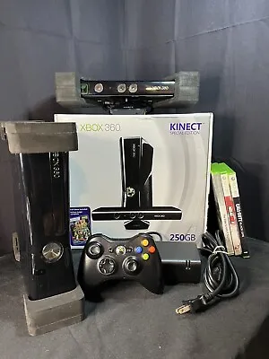 $99.99 • Buy Microsoft Xbox 360 250GB Black Console With Controller 3 Games Kinect