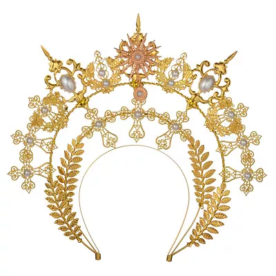 Vintage Women's Golden Halo Goddess Headpiece Headdress Headband Hair Accessory • $24.99