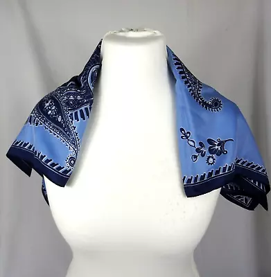 Large Blue Paisley Pattern Scarf Shawl Wrap - Made In Italy 26  X 27.5  Square • £1.49