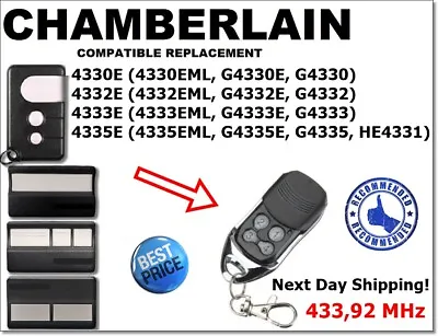 Chamberlain 4330E 4333E 4335E Compatible Remote Control 433.92MHz • £15.53