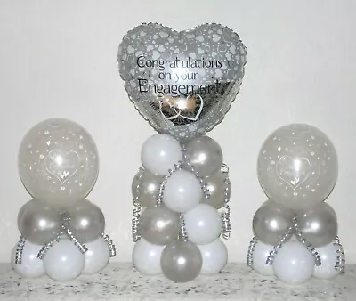 £4.99 • Buy ENGAGEMENT - 3 Pack Party Set - Table Balloon Decoration Display Kit -No Helium