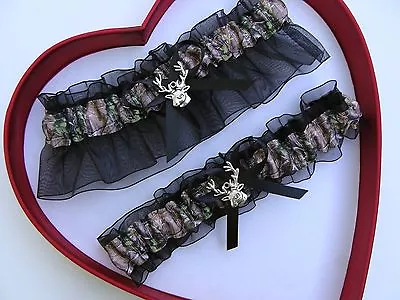 * NEW Mossy Oak Camouflage Camo Black Wedding Garter Prom GetTheGoodStuff Deer • $13.46