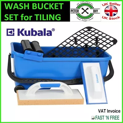 WASHBOY WASH BUCKET Tiling GROUTING CHAMBER Tiles Cleaning Wash Sponge TrowelSET • £37.97