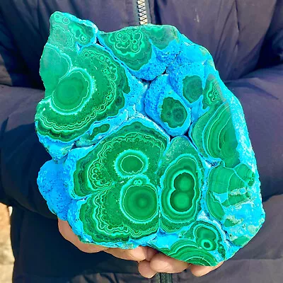 6.5LB  Natural Chrysocolla/ Blue Malachite Transparent Cluster Minera • $4.25