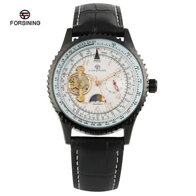 FORSINING Men Automatic Mechanical Watch Luxury Leather Band Watches Moon Phase • $27.15