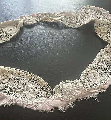 Antique 1900s Crochet Cotton Irish Lace Children's Bodice Inset White - Estate • $12.50