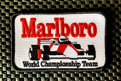 MARLBORO WORLD CHAMPIONSHIP TEAM F1 EMBROIDERED SEW ON PATCH 4  X 2 1/2  NOS • $29.99